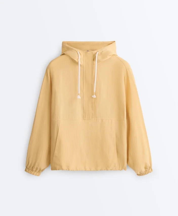 Sudadera con media cremallera, bolsillo delantero, mezcla de lyocell y 24 % de lino Sudadera con media cremallera, bolsillo delantero, mezcla de lyocell y 24 % de lino