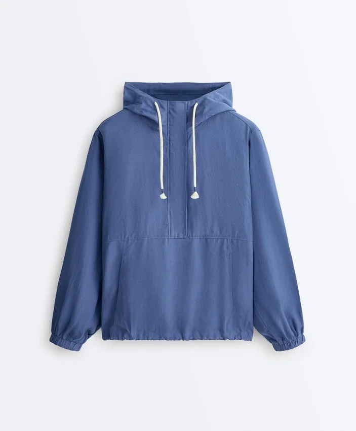 Sudadera con media cremallera, bolsillo delantero, mezcla de lyocell y 24 % de lino Sudadera con media cremallera, bolsillo delantero, mezcla de lyocell y 24 % de lino