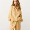 Sudadera con media cremallera, bolsillo delantero, mezcla de lyocell y 24 % de lino Sudadera con media cremallera, bolsillo delantero, mezcla de lyocell y 24 % de lino