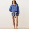 Sudadera con media cremallera, bolsillo delantero, mezcla de lyocell y 24 % de lino Sudadera con media cremallera, bolsillo delantero, mezcla de lyocell y 24 % de lino