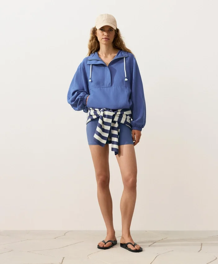 Sudadera con media cremallera, bolsillo delantero, mezcla de lyocell y 24 % de lino Sudadera con media cremallera, bolsillo delantero, mezcla de lyocell y 24 % de lino