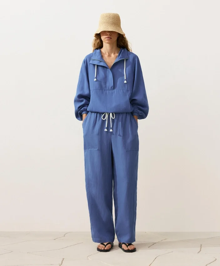 Sudadera con media cremallera, bolsillo delantero, mezcla de lyocell y 24 % de lino Sudadera con media cremallera, bolsillo delantero, mezcla de lyocell y 24 % de lino
