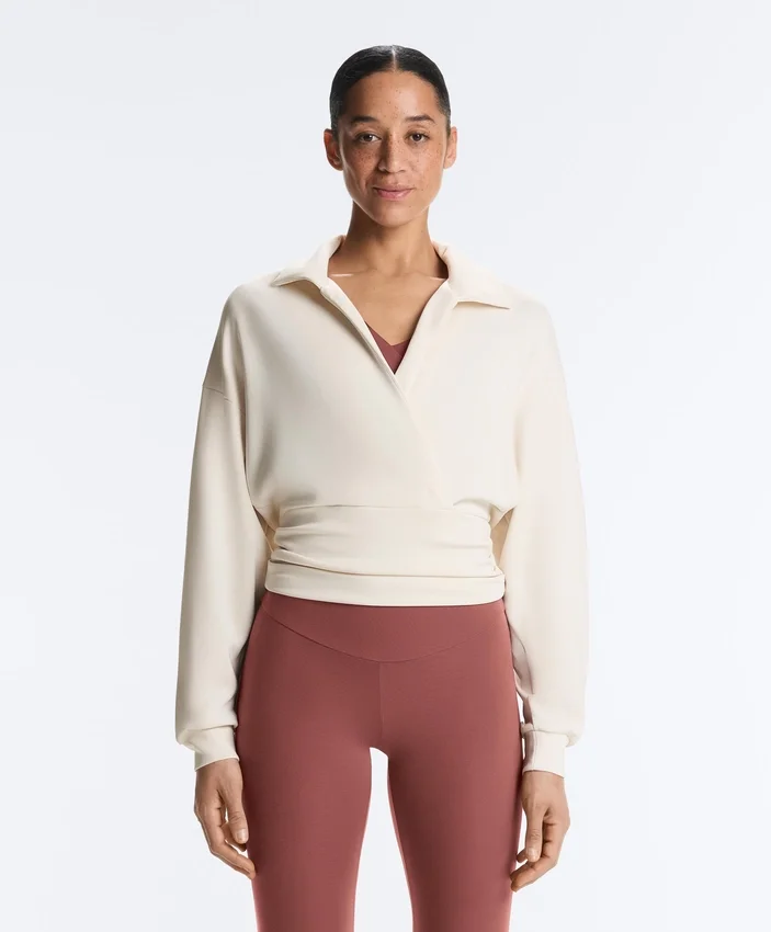 Sudadera cruzada con cuello de polo y modal Soft Touch Sudadera cruzada con cuello de polo y modal Soft Touch