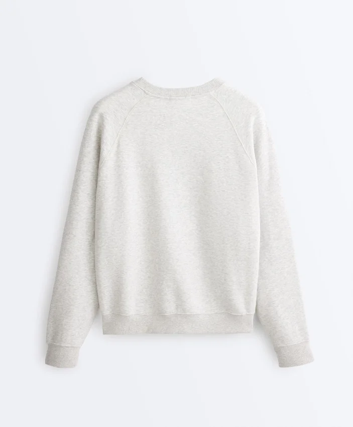 Sudadera de cuello redondo de mezcla de algodón y felpa jaspeada Sudadera de cuello redondo de mezcla de algodón y felpa jaspeada