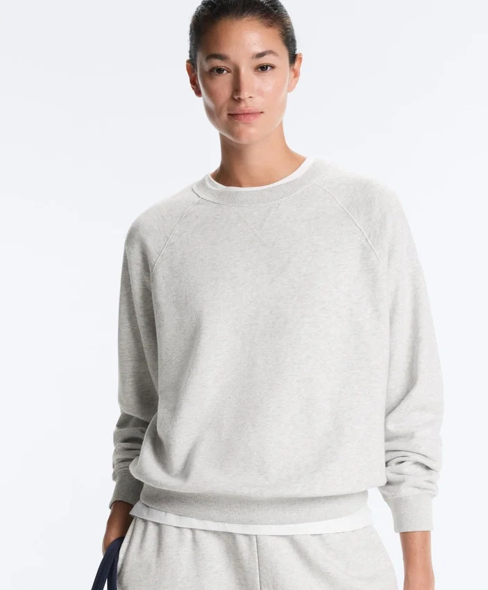 Sudadera de cuello redondo de mezcla de algodón y felpa jaspeada Sudadera de cuello redondo de mezcla de algodón y felpa jaspeada
