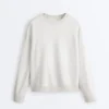 Sudadera de cuello redondo de mezcla de algodón y felpa jaspeada Sudadera de cuello redondo de mezcla de algodón y felpa jaspeada