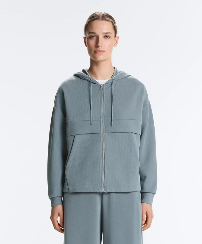 Sudadera de modal Soft Touch con cremallera y cuello acanalado Sudadera de modal Soft Touch con cremallera y cuello acanalado