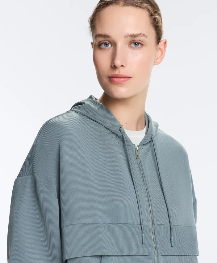 Sudadera de modal Soft Touch con cremallera y cuello acanalado Sudadera de modal Soft Touch con cremallera y cuello acanalado