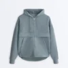 Sudadera de modal Soft Touch con cremallera y cuello acanalado Sudadera de modal Soft Touch con cremallera y cuello acanalado