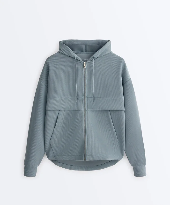 Sudadera de modal Soft Touch con cremallera y cuello acanalado Sudadera de modal Soft Touch con cremallera y cuello acanalado