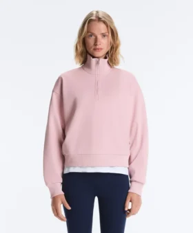 Sudadera de piqué con cuello alto y cremallera, con algodón