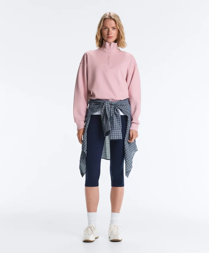 Sudadera de piqué con cuello alto y cremallera, con algodón Sudadera de piqué con cuello alto y cremallera, con algodón