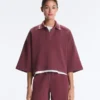 Sudadera tipo polo de mezcla de algodón con mangas anchas Sudadera tipo polo de mezcla de algodón con mangas anchas