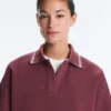 Sudadera tipo polo de mezcla de algodón con mangas anchas Sudadera tipo polo de mezcla de algodón con mangas anchas