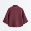 Sudadera tipo polo de mezcla de algodón con mangas anchas Sudadera tipo polo de mezcla de algodón con mangas anchas