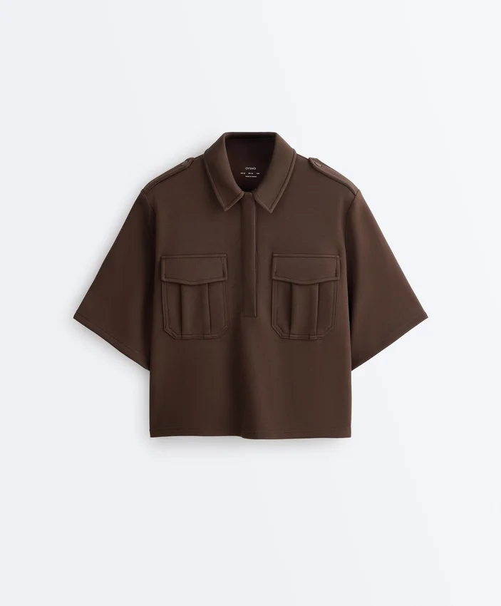 Sudadera utilitaria de manga corta de piqué de algodón Sudadera utilitaria de manga corta de piqué de algodón