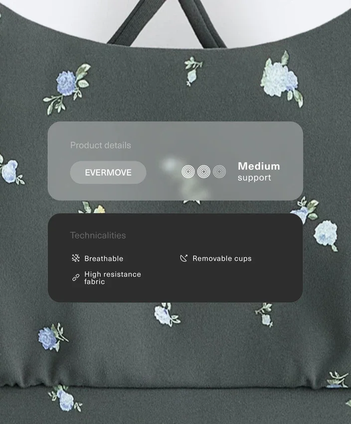 Sujetador deportivo Evermove de sujeción ligera con estampado floral Sujetador deportivo Evermove de sujeción ligera con estampado floral