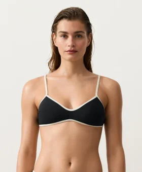 Top de bikini con ribete en contraste
