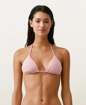 Top de bikini triangular a rayas Top de bikini triangular a rayas