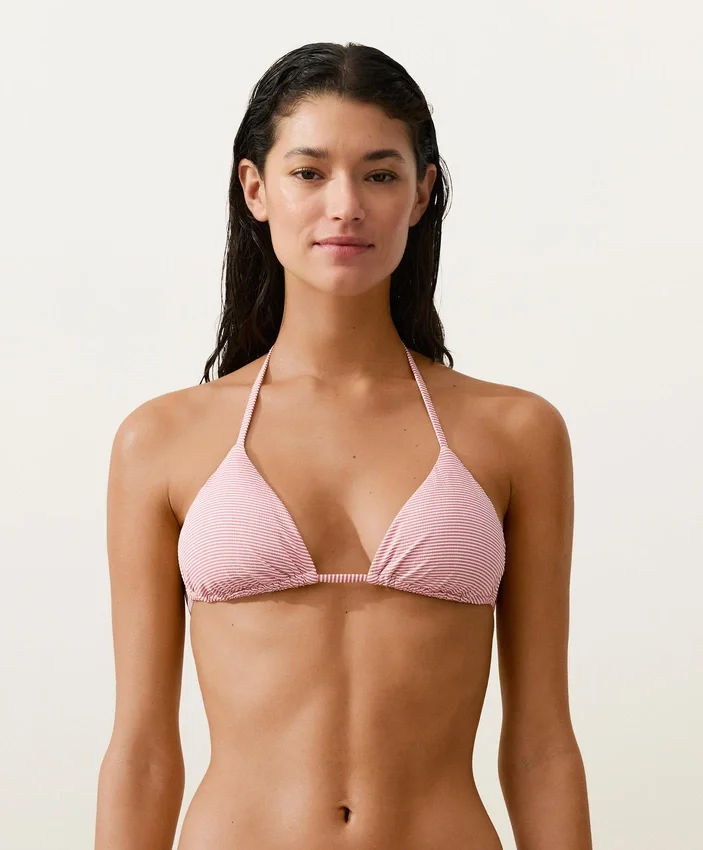 Top de bikini triangular a rayas Top de bikini triangular a rayas