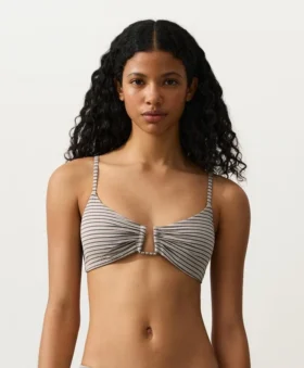 Top de bikini triangular a rayas Top de bikini triangular a rayas