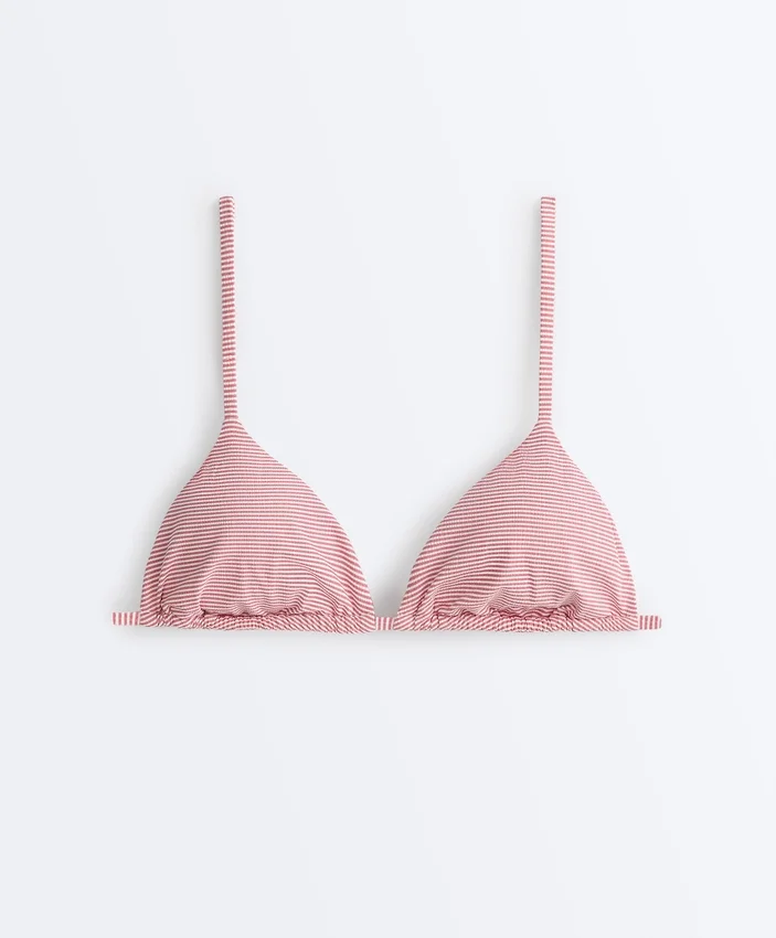 Top de bikini triangular a rayas Top de bikini triangular a rayas