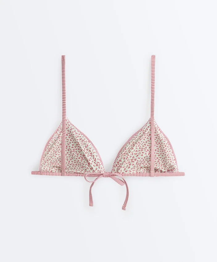 Top de bikini triangular a rayas Top de bikini triangular a rayas