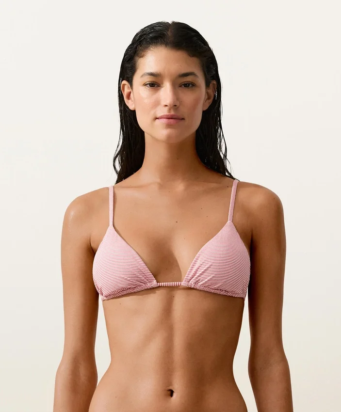 Top de bikini triangular a rayas Top de bikini triangular a rayas