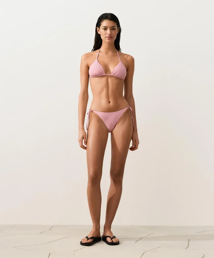 Braguitas de bikini de cobertura media a rayas con lazos Braguitas de bikini de cobertura media a rayas con lazos
