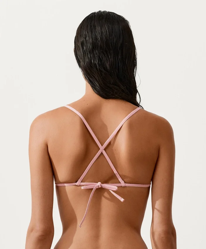 Top de bikini triangular a rayas Top de bikini triangular a rayas