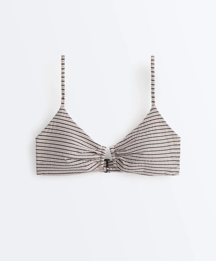 Top de bikini triangular a rayas Top de bikini triangular a rayas
