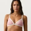 Top de bikini triangular con ribete en contraste Top de bikini triangular con ribete en contraste