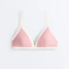 Top de bikini triangular con ribete en contraste Top de bikini triangular con ribete en contraste