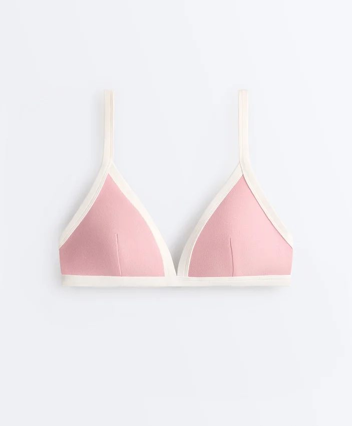 Top de bikini triangular con ribete en contraste Top de bikini triangular con ribete en contraste