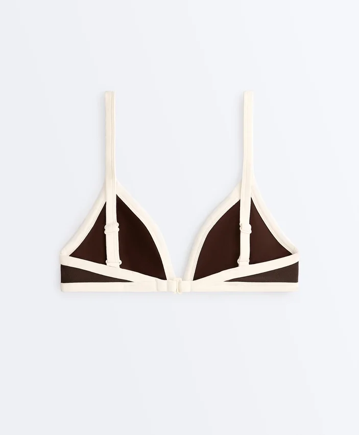 Top de bikini triangular con ribete en contraste Top de bikini triangular con ribete en contraste