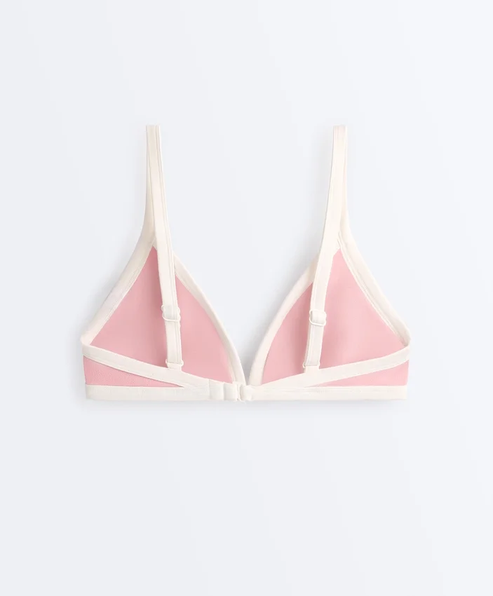 Top de bikini triangular con ribete en contraste Top de bikini triangular con ribete en contraste