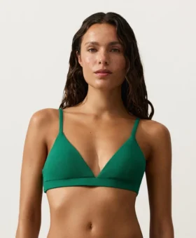 Top de bikini triangular de piqué Top de bikini triangular de piqué