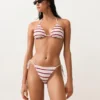 Braguitas de bikini de cobertura media con lazos de croché a rayas Braguitas de bikini de cobertura media con lazos de croché a rayas