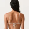 Top de bikini triangular de rayas de ganchillo Top de bikini triangular de rayas de ganchillo