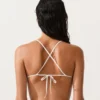 Top de bikini triangular de rayas de ganchillo Top de bikini triangular de rayas de ganchillo