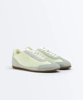 Zapatillas combinadas de piel serraje y tejido Zapatillas combinadas de piel serraje y tejido
