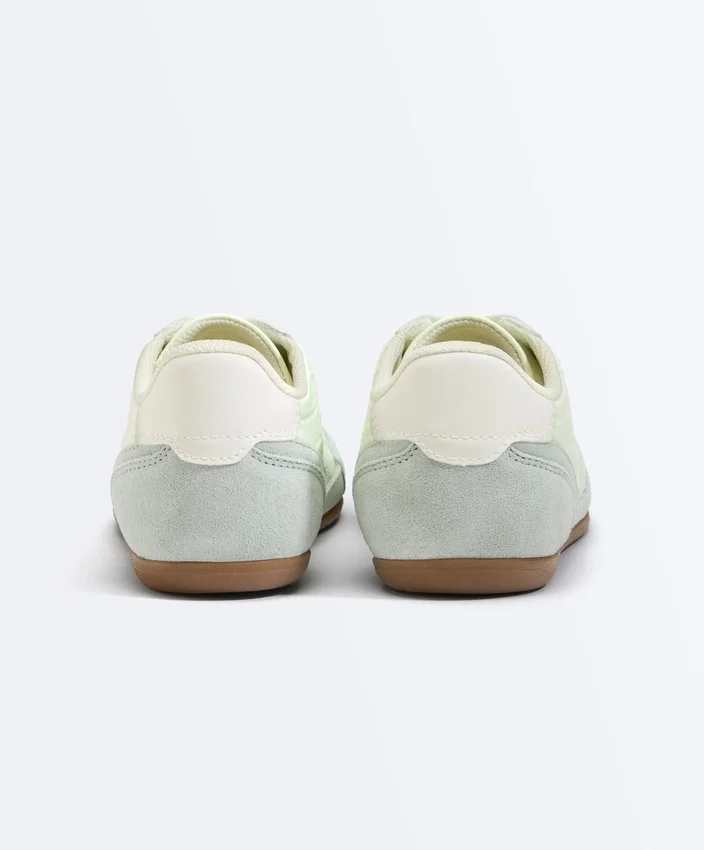 Zapatillas combinadas de piel serraje y tejido Zapatillas combinadas de piel serraje y tejido