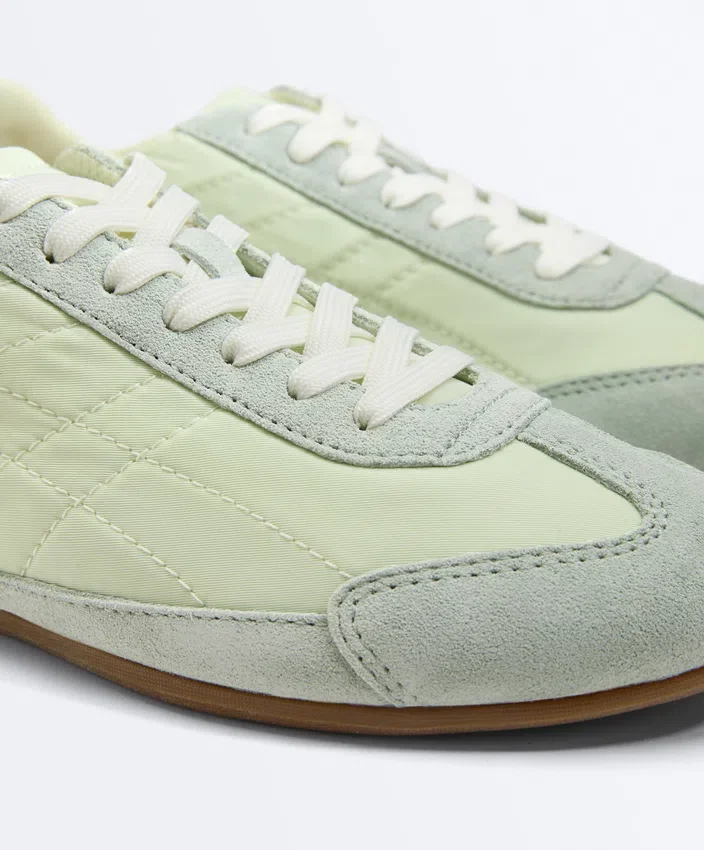 Zapatillas combinadas de piel serraje y tejido Zapatillas combinadas de piel serraje y tejido