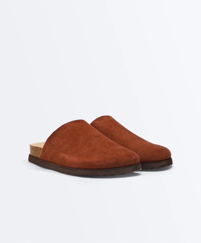 Zapatillas de piel serrada Mules Zapatillas de piel serrada Mules