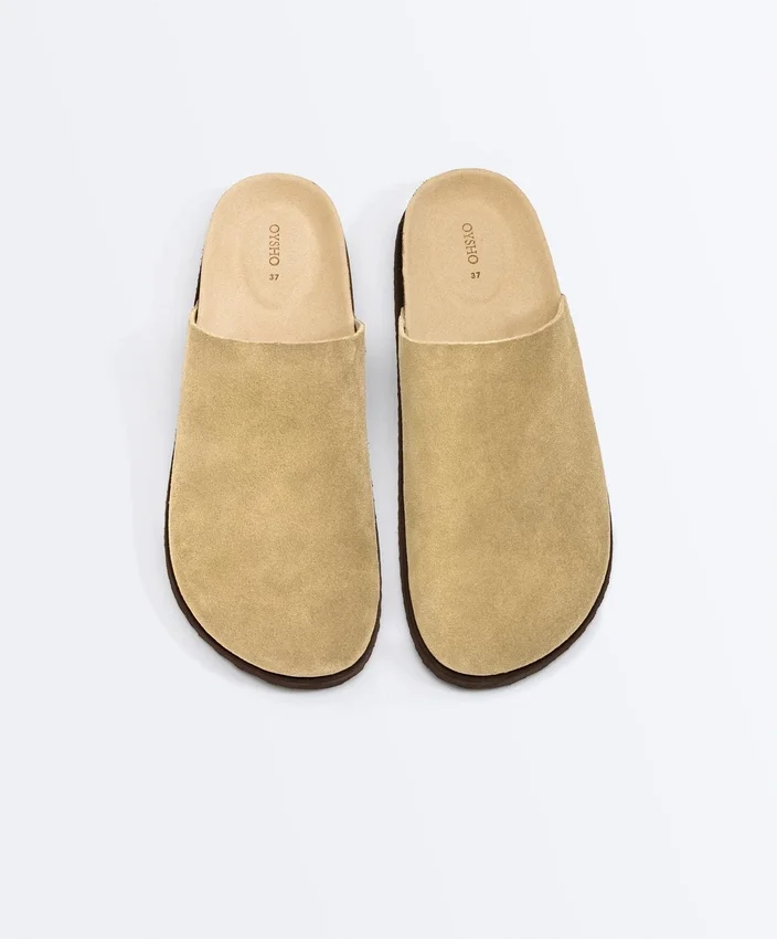 Zapatillas de piel serrada Mules Zapatillas de piel serrada Mules