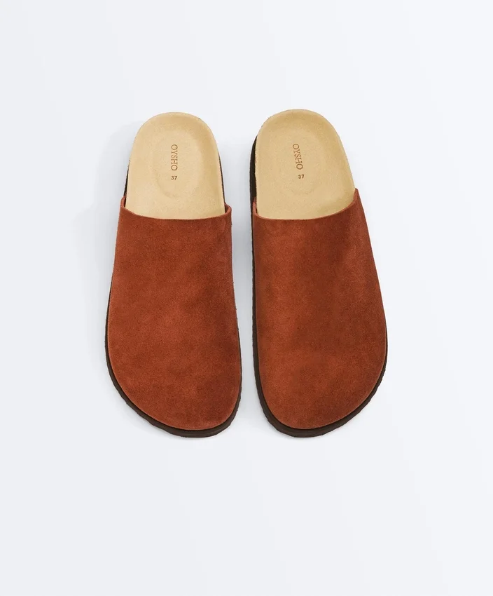 Zapatillas de piel serrada Mules Zapatillas de piel serrada Mules