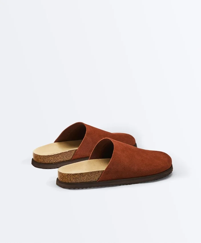 Zapatillas de piel serrada Mules Zapatillas de piel serrada Mules