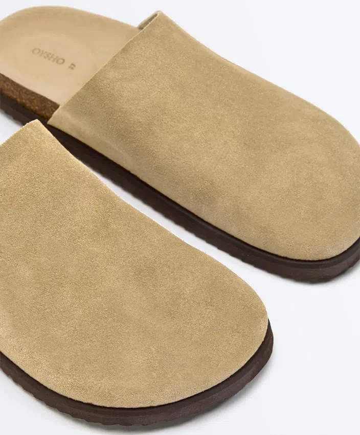 Zapatillas de piel serrada Mules Zapatillas de piel serrada Mules