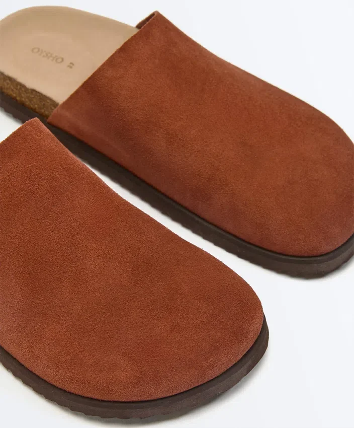 Zapatillas de piel serrada Mules Zapatillas de piel serrada Mules